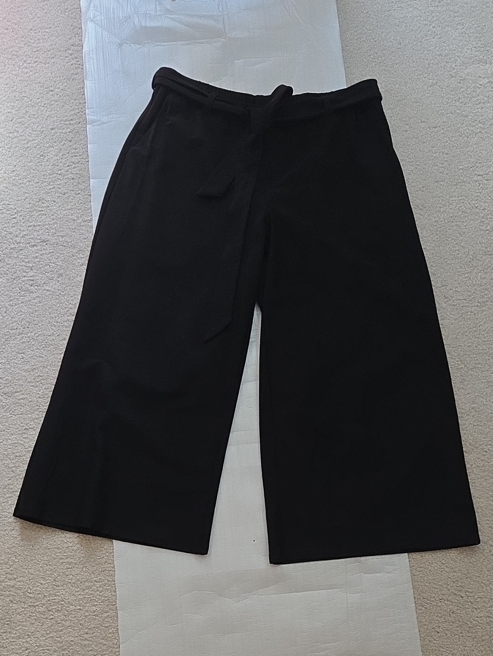 Eileen Fisher Black Wide-Leg Pull-On Pants with Waist Tie